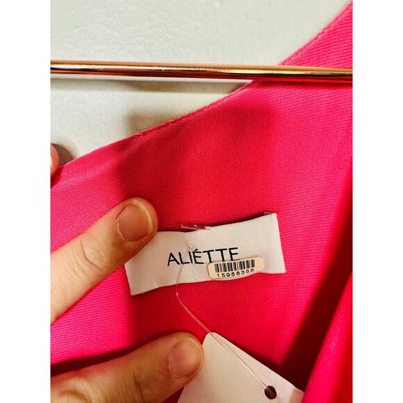Aliétte Barbie Pink Ruched Draped Neckline Cowl Neck Gown Dress Size 10 - Picture 8 of 16
